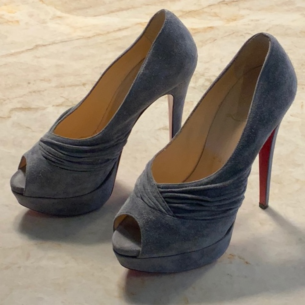 Christian Louboutin Gray Suede Pumps - size 36.5